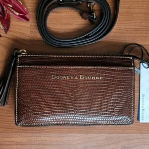 DOONEY & BOURKE Gingy Embossed Chestnut Brown Leather Crossbody Bag